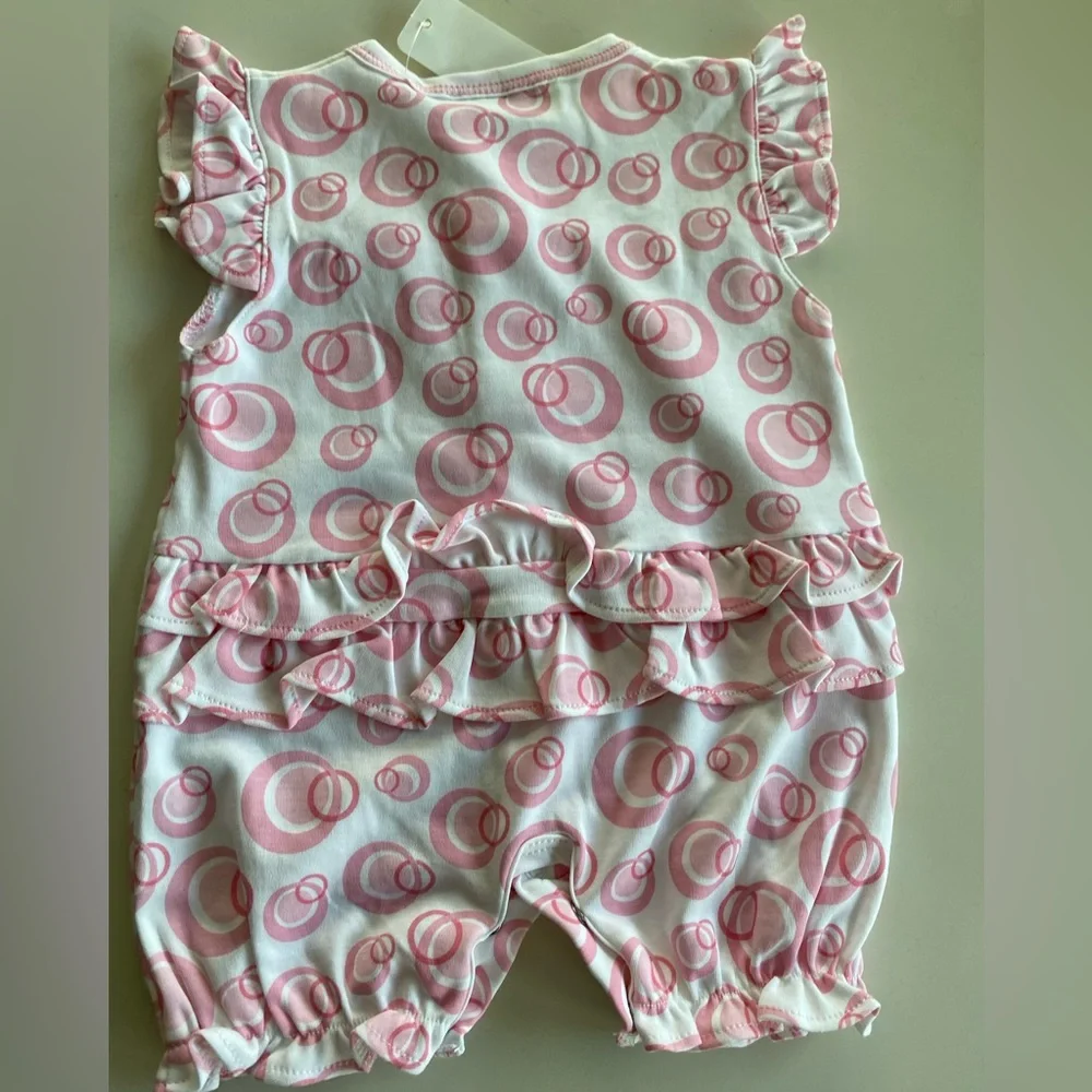 Qt-Qt by Kissy Kissy Pink & White Circle Print Adorable Romper nwot Size 0-3M